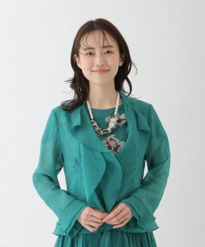 R6BFT30330 HIROKO BIS(小さいサイズ) 【小さいサイズ/洗える】シアーラッフルブラウスジャケット