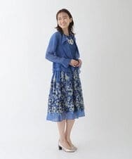 R6BFT30330 HIROKO BIS(小さいサイズ)(メゾン ドゥ サンク) 【小さいサイズ/洗える】シアーラッフルブラウスジャケット グリーン