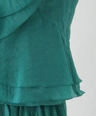 R6BFT30330 HIROKO BIS(小さいサイズ)(メゾン ドゥ サンク) 【小さいサイズ/洗える】シアーラッフルブラウスジャケット グリーン