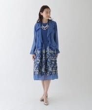 R6BFT30330 HIROKO BIS(小さいサイズ)(メゾン ドゥ サンク) 【小さいサイズ/洗える】シアーラッフルブラウスジャケット グリーン