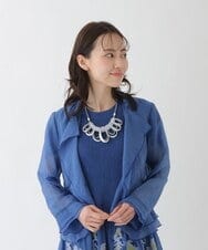 R6BFT30330 HIROKO BIS(小さいサイズ)(メゾン ドゥ サンク) 【小さいサイズ/洗える】シアーラッフルブラウスジャケット ブルー
