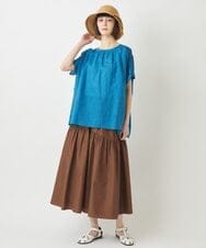 R6BFW61190 HIROKO BIS(小さいサイズ)(メゾン ドゥ サンク) 【小さいサイズ/麻製品染め】スモッキングブラウス ピンク