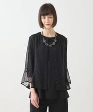 R6BGA30390 HIROKO BIS(小さいサイズ)(メゾン ドゥ サンク) 【小さいサイズ】ドットジャカードシアーブラウス ブラック