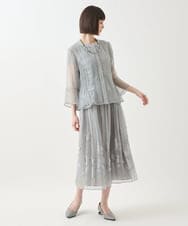 R6BGA33320 HIROKO BIS(小さいサイズ)(メゾン ドゥ サンク) 【小さいサイズ】ドットフラワージャカードブラウス ライトグレー