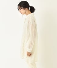 R6BGQ20270 HIROKO BIS(小さいサイズ)(メゾン ドゥ サンク) 【洗える】チェックストライプシアーシャツ ベージュ