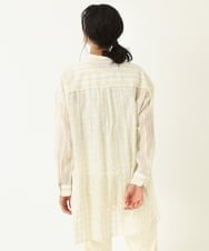 R6BGQ20270 HIROKO BIS(小さいサイズ)(メゾン ドゥ サンク) 【洗える】チェックストライプシアーシャツ ベージュ