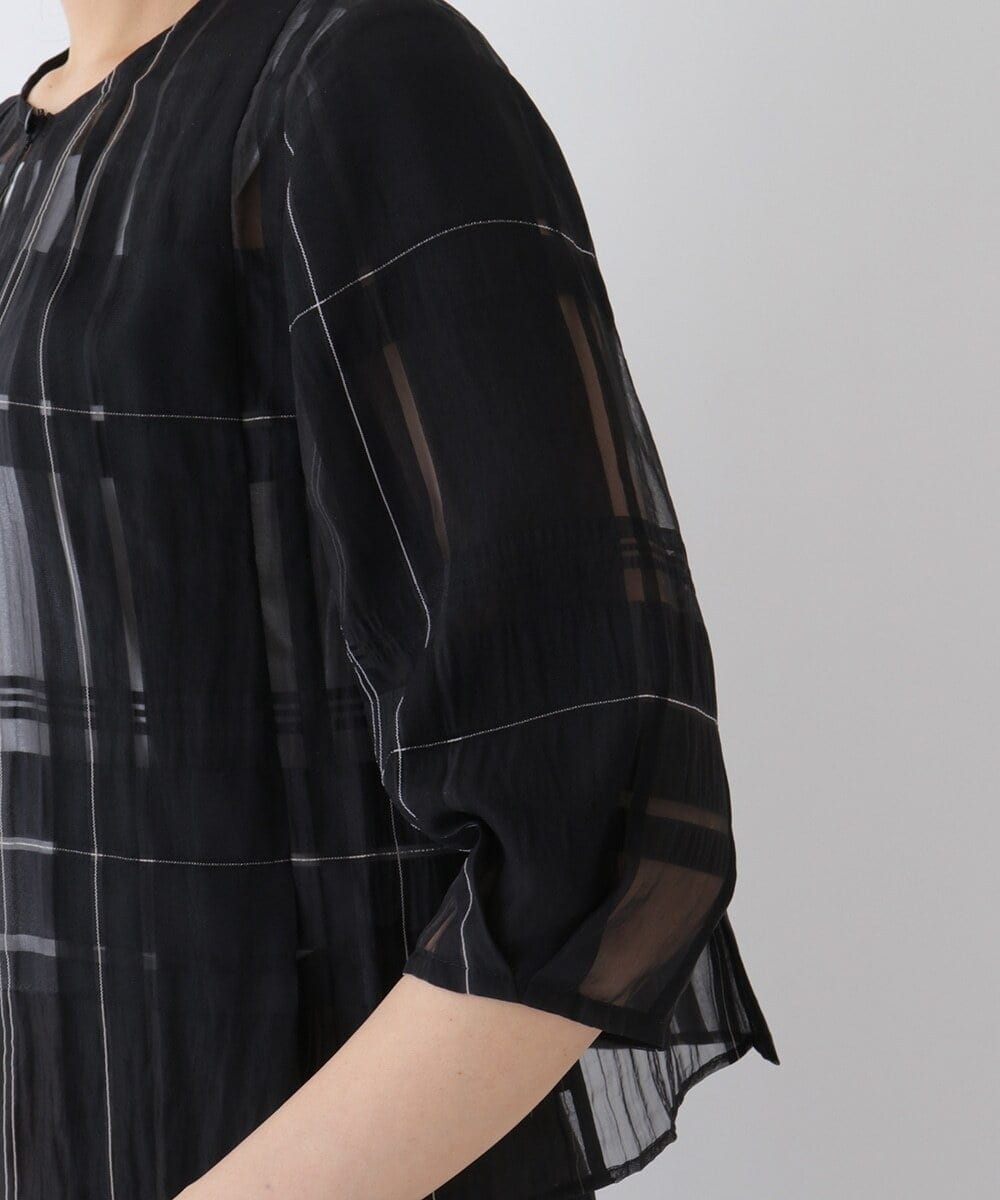 R6BGT11330 HIROKO BIS(小さいサイズ)(メゾン ドゥ サンク) 【小さいサイズ/セットアップ対応】チェックジャカードシアージャケット グリーン