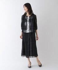 R6BGT11330 HIROKO BIS(小さいサイズ)(メゾン ドゥ サンク) 【小さいサイズ/セットアップ対応】チェックジャカードシアージャケット グリーン