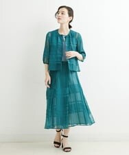 R6BGT11330 HIROKO BIS(小さいサイズ)(メゾン ドゥ サンク) 【小さいサイズ/セットアップ対応】チェックジャカードシアージャケット グリーン