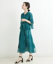 R6BGT11330 HIROKO BIS(小さいサイズ)(メゾン ドゥ サンク) 【小さいサイズ/セットアップ対応】チェックジャカードシアージャケット グリーン