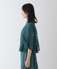 R6BGT11330 HIROKO BIS(小さいサイズ)(メゾン ドゥ サンク) 【小さいサイズ/セットアップ対応】チェックジャカードシアージャケット グリーン