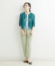 R6BGT11330 HIROKO BIS(小さいサイズ)(メゾン ドゥ サンク) 【小さいサイズ/セットアップ対応】チェックジャカードシアージャケット グリーン