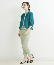 R6BGT11330 HIROKO BIS(小さいサイズ)(メゾン ドゥ サンク) 【小さいサイズ/セットアップ対応】チェックジャカードシアージャケット グリーン