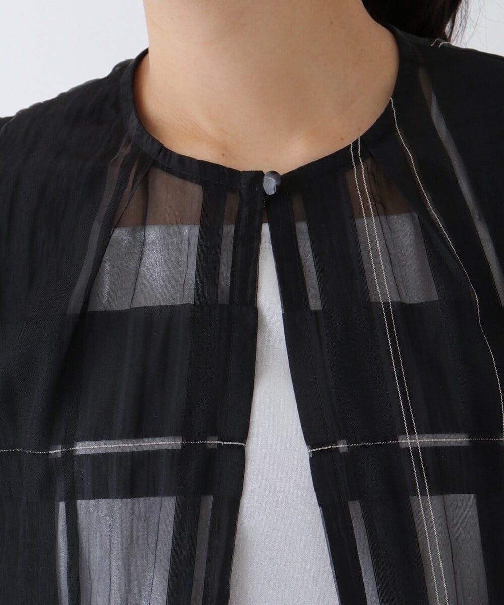 R6BGT11330 HIROKO BIS(小さいサイズ)(メゾン ドゥ サンク) 【小さいサイズ/セットアップ対応】チェックジャカードシアージャケット グリーン