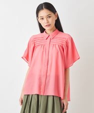 R6BGW15230 HIROKO BIS(小さいサイズ)(メゾン ドゥ サンク) 【小さいサイズ】ピンタックボーダーデザインブラウス ピンク