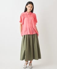 R6BGW15230 HIROKO BIS(小さいサイズ)(メゾン ドゥ サンク) 【小さいサイズ】ピンタックボーダーデザインブラウス ブルー