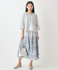 R6BGW20310 HIROKO BIS(小さいサイズ)(メゾン ドゥ サンク) 【小さいサイズ/セットアップ対応】タックプリーツブラウスジャケット ライトグレー
