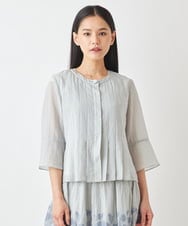 R6BGW20310 HIROKO BIS(小さいサイズ)(メゾン ドゥ サンク) 【小さいサイズ/セットアップ対応】タックプリーツブラウスジャケット ライトグレー