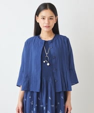 R6BGW20310 HIROKO BIS(小さいサイズ)(メゾン ドゥ サンク) 【小さいサイズ/セットアップ対応】タックプリーツブラウスジャケット ライトグレー
