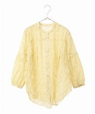 R6BHA41280 HIROKO BIS(小さいサイズ)(メゾン ドゥ サンク) 【小さいサイズ】ドットシアータックロングシャツ ライトイエロー