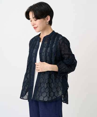 R6BHA41280 HIROKO BIS(小さいサイズ) 【小さいサイズ】ドットシアータックロングシャツ