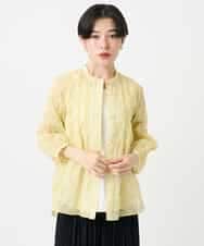R6BHA41280 HIROKO BIS(小さいサイズ)(メゾン ドゥ サンク) 【小さいサイズ】ドットシアータックロングシャツ ホワイト