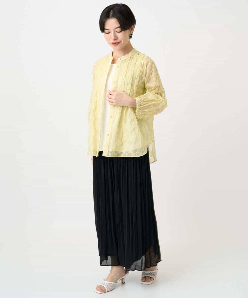 R6BHA41280 HIROKO BIS(小さいサイズ)(メゾン ドゥ サンク) 【小さいサイズ】ドットシアータックロングシャツ ホワイト