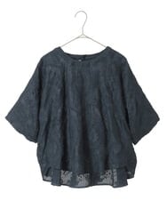 R6BHE10240 HIROKO BIS(小さいサイズ)(メゾン ドゥ サンク) 【小さいサイズ】フラワージャガードスクエアーブラウス イエロー