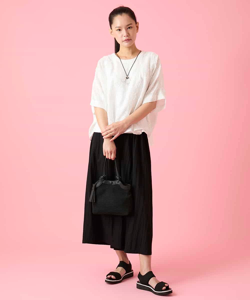 R6BHE10240 HIROKO BIS(小さいサイズ)(メゾン ドゥ サンク) 【小さいサイズ】フラワージャガードスクエアーブラウス イエロー