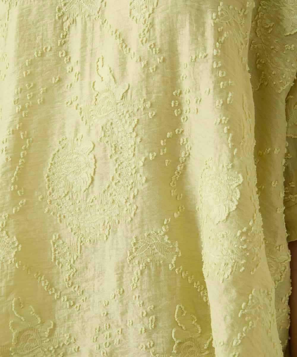R6BHE10240 HIROKO BIS(小さいサイズ)(メゾン ドゥ サンク) 【小さいサイズ】フラワージャガードスクエアーブラウス イエロー