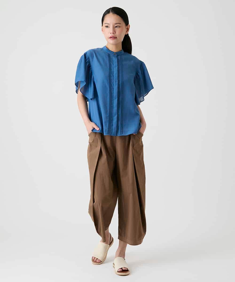 R6BHE20230 HIROKO BIS(小さいサイズ)(メゾン ドゥ サンク) 【小さいサイズ】ギャザーフリルスリーブショート丈ブラウス ホワイト
