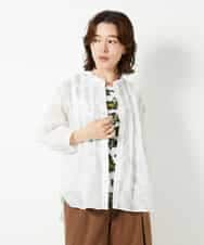 R6BHE30260 HIROKO BIS(小さいサイズ)(メゾン ドゥ サンク) 【小さいサイズ】幾何デザインオーバーシルエットブラウス /洗える イエロー