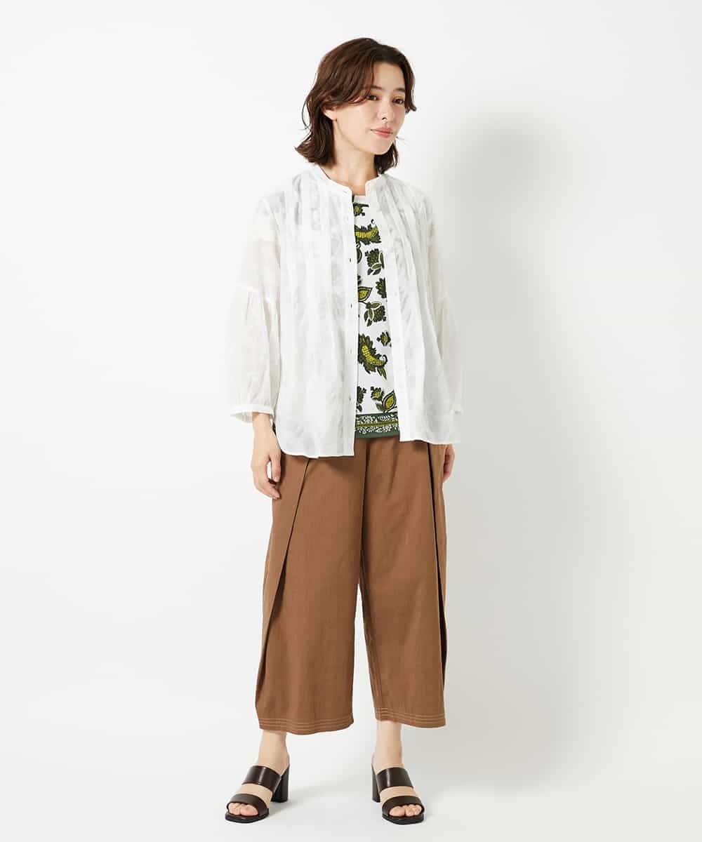 R6BHE30260 HIROKO BIS(小さいサイズ)(メゾン ドゥ サンク) 【小さいサイズ】幾何デザインオーバーシルエットブラウス /洗える イエロー