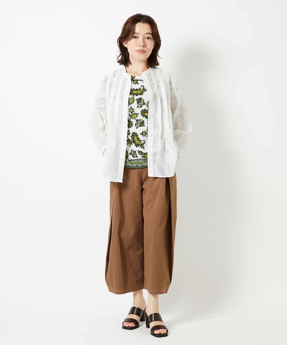 R6BHE30260 HIROKO BIS(小さいサイズ)(メゾン ドゥ サンク) 【小さいサイズ】幾何デザインオーバーシルエットブラウス /洗える イエロー
