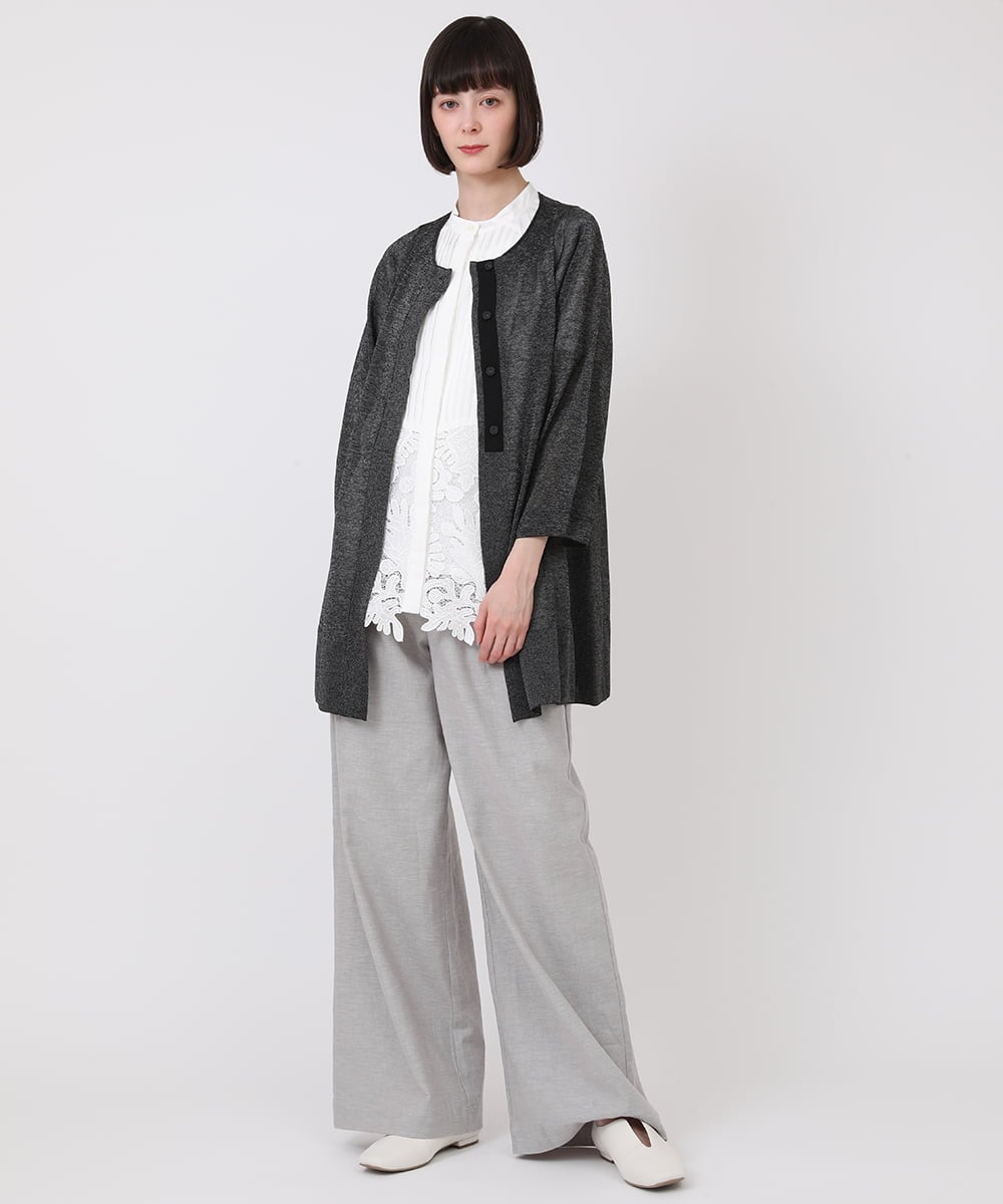 R6BHV10290 HIROKO BIS(小さいサイズ)(メゾン ドゥ サンク) 【小さいサイズ】ケミカルレースジョイントデザインブラウス ホワイト