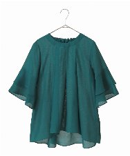 R6BIB30230 HIROKO BIS(小さいサイズ)(メゾン ドゥ サンク) 【小さいサイズ/洗濯機で洗える】タックフレアエアリーブラウス イエロー
