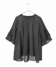 R6BIB30230 HIROKO BIS(小さいサイズ)(メゾン ドゥ サンク) 【小さいサイズ/洗濯機で洗える】タックフレアエアリーブラウス イエロー