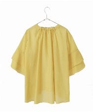 R6BIB30230 HIROKO BIS(小さいサイズ)(メゾン ドゥ サンク) 【小さいサイズ/洗濯機で洗える】タックフレアエアリーブラウス イエロー