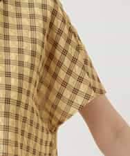 R6BIE10240 HIROKO BIS(小さいサイズ)(メゾン ドゥ サンク) 【小さいサイズ】サッカーチェックイレギュラーヘムブラウス イエロー