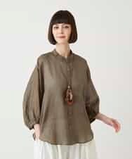 R6BIE40190 HIROKO BIS(小さいサイズ)(メゾン ドゥ サンク) 【小さいサイズ/接触冷感】シアードルマンブラウス ブラウン