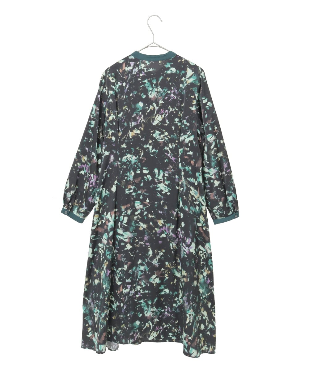 R6EAD15460 HIROKO BIS(小さいサイズ)(メゾン ドゥ サンク) 【小さいサイズ】リーフプリントバンドカラーワンピース グリーン