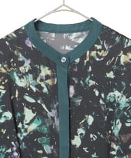 R6EAD15460 HIROKO BIS(小さいサイズ)(メゾン ドゥ サンク) 【小さいサイズ】リーフプリントバンドカラーワンピース グリーン