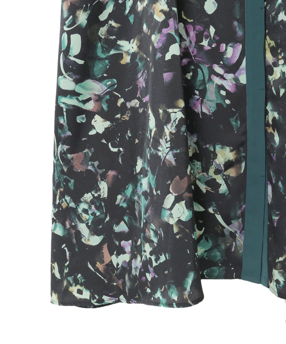 R6EAD15460 HIROKO BIS(小さいサイズ)(メゾン ドゥ サンク) 【小さいサイズ】リーフプリントバンドカラーワンピース グリーン