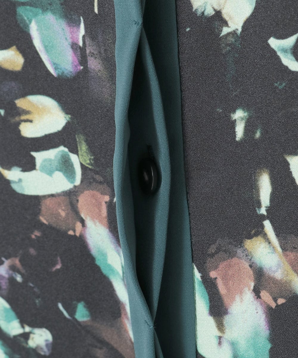 R6EAD15460 HIROKO BIS(小さいサイズ)(メゾン ドゥ サンク) 【小さいサイズ】リーフプリントバンドカラーワンピース グリーン