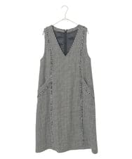 R6EAD21490 HIROKO BIS(小さいサイズ)(メゾン ドゥ サンク) 【小さいサイズ/セットアップ対応】千鳥チェックツイードジャンパースカート ブラック