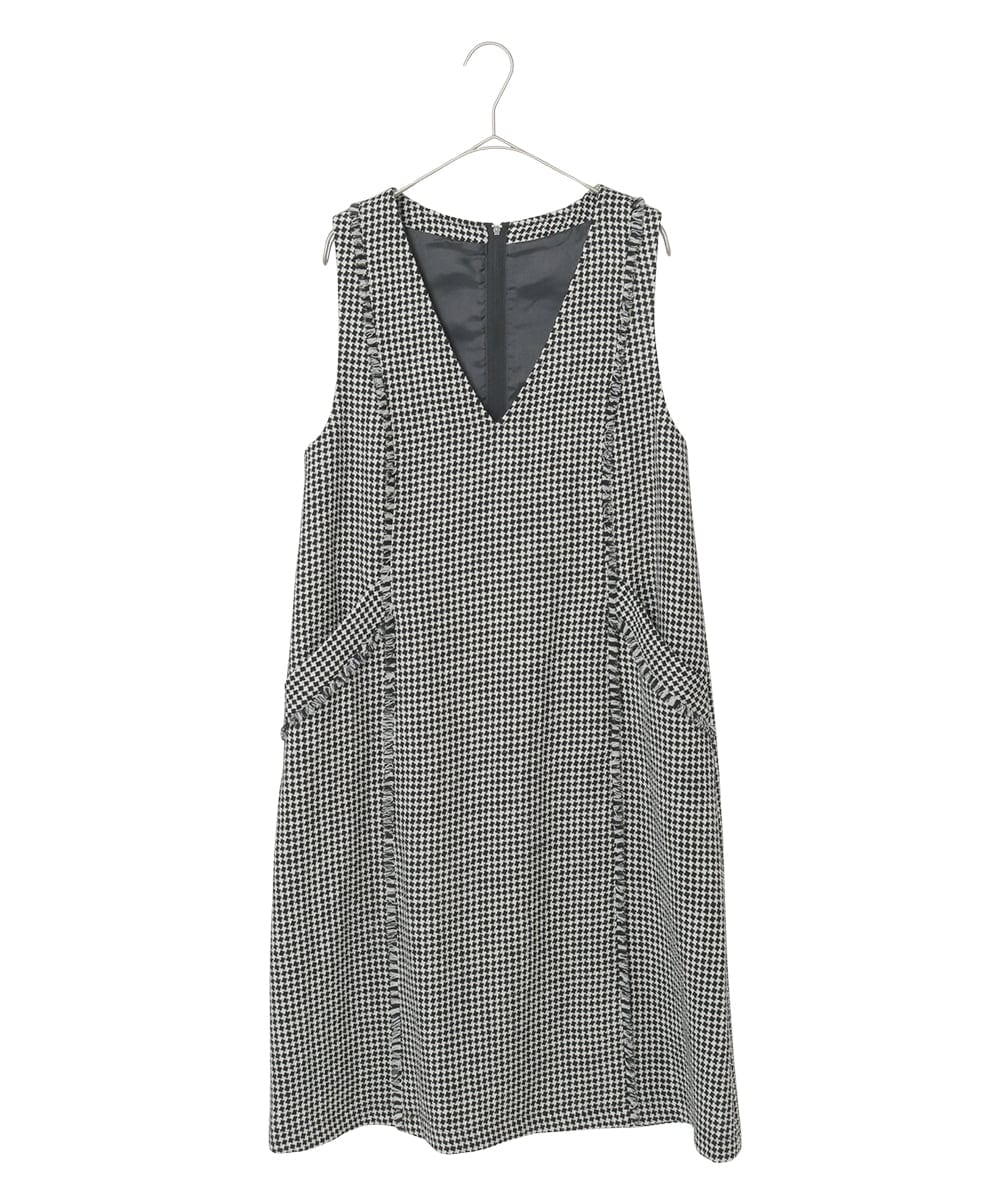 R6EAD21490 HIROKO BIS(小さいサイズ)(メゾン ドゥ サンク) 【小さいサイズ/セットアップ対応】千鳥チェックツイードジャンパースカート ブラック