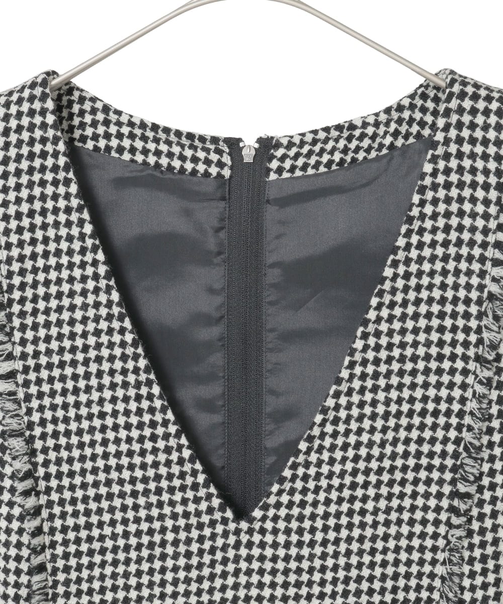 R6EAD21490 HIROKO BIS(小さいサイズ)(メゾン ドゥ サンク) 【小さいサイズ/セットアップ対応】千鳥チェックツイードジャンパースカート ブラック