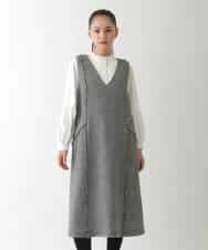 R6EAD21490 HIROKO BIS(小さいサイズ)(メゾン ドゥ サンク) 【小さいサイズ/セットアップ対応】千鳥チェックツイードジャンパースカート ブラック