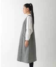 R6EAD21490 HIROKO BIS(小さいサイズ)(メゾン ドゥ サンク) 【小さいサイズ/セットアップ対応】千鳥チェックツイードジャンパースカート ブラック