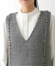 R6EAD21490 HIROKO BIS(小さいサイズ)(メゾン ドゥ サンク) 【小さいサイズ/セットアップ対応】千鳥チェックツイードジャンパースカート ブラック